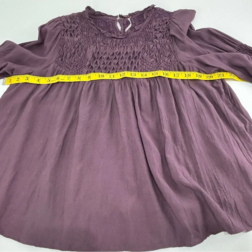 Free People smoked long sleeve mock top purple grape size L